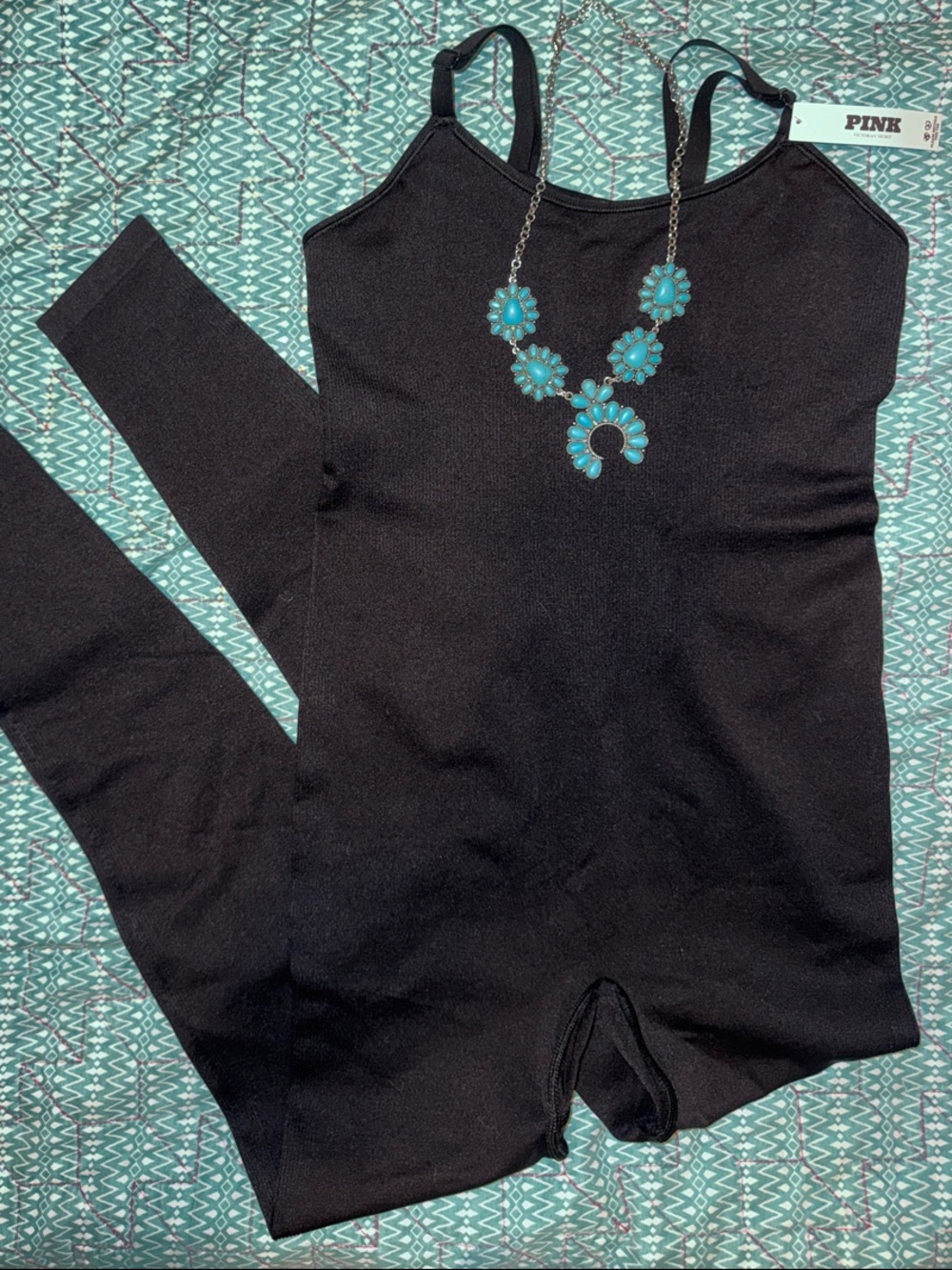 PINK Black One-Piece with Spaghetti Straps